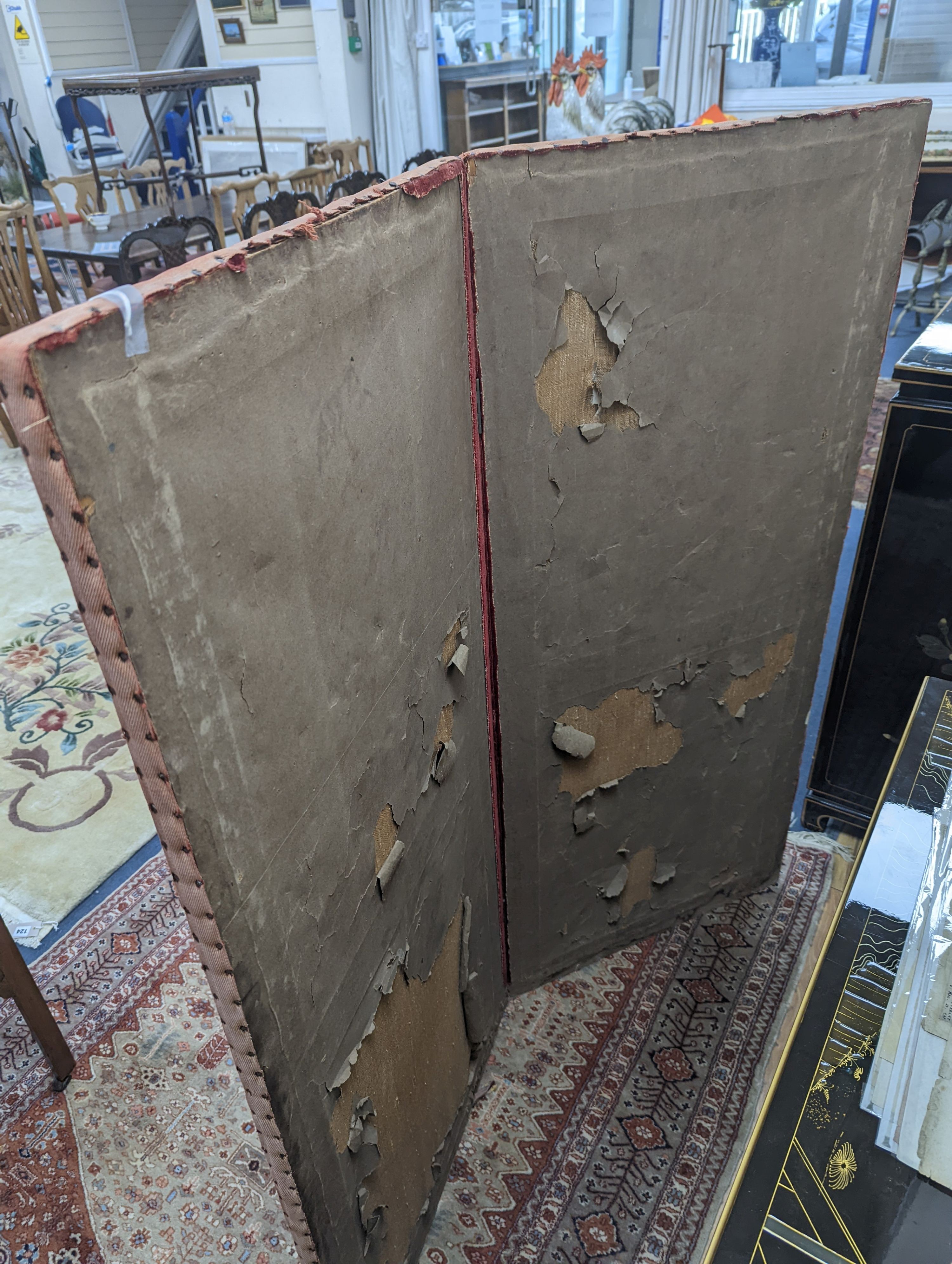 A Victorian style scrap screen. W-124cm, H-138cm.